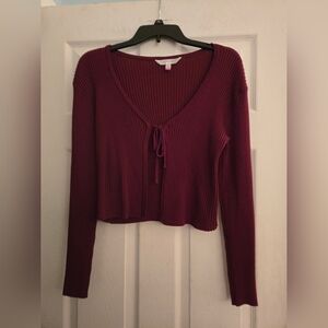 No Boundaries Ribbed Cardigan Tie Top